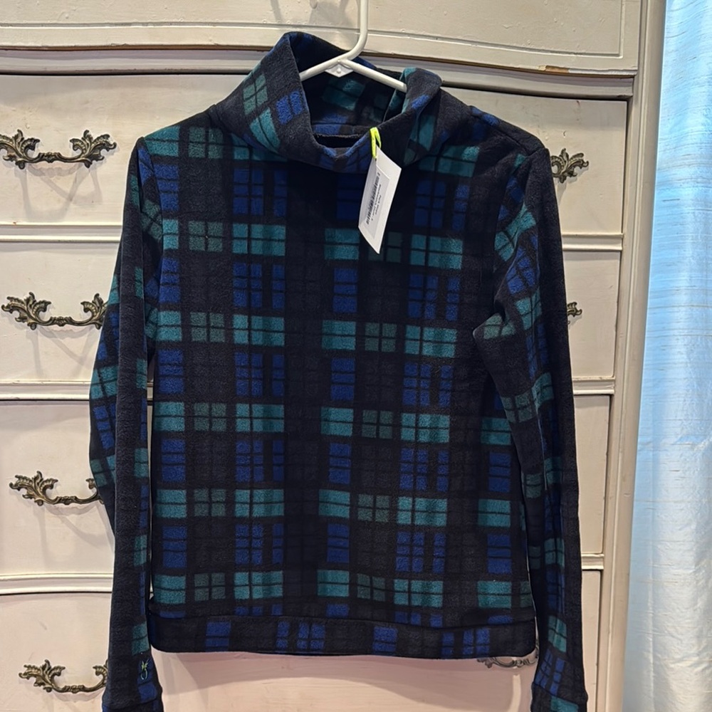 Dudley Stephen’s Plaid Turtleneck Sweater - Blue and Green